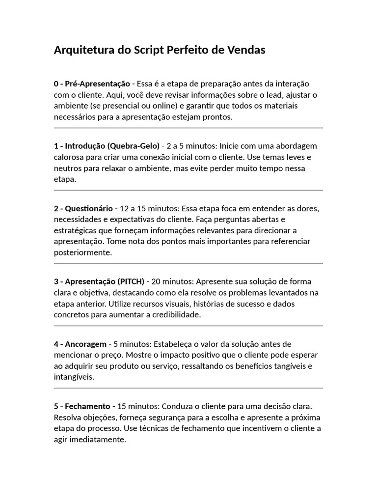 Guia Completo do Script de Vendas | PDF
