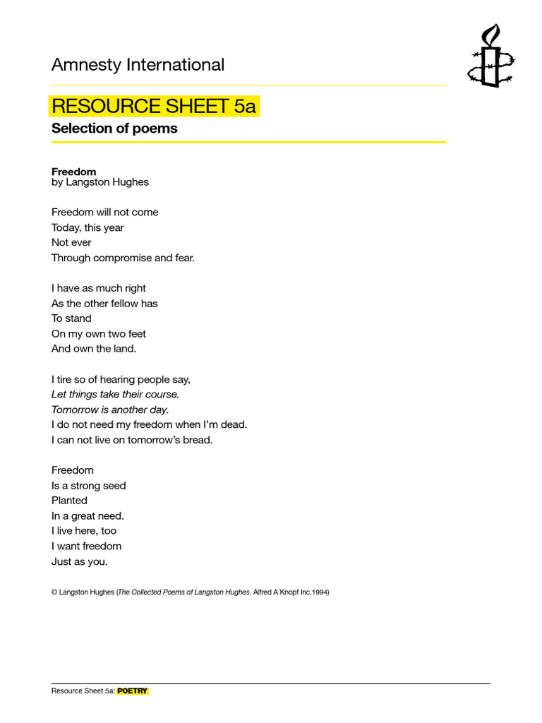 Poetry Resource Sheet 5 Selection of Poems | PDF