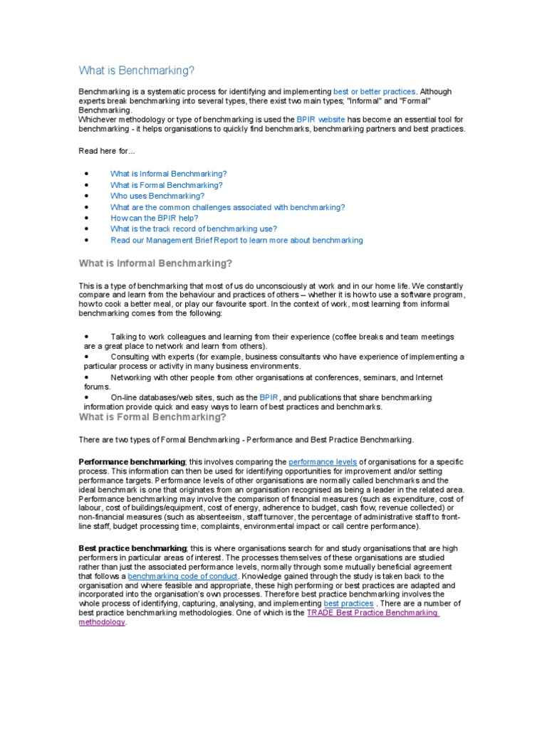 What Is Benchmarking Benchmarking Websites