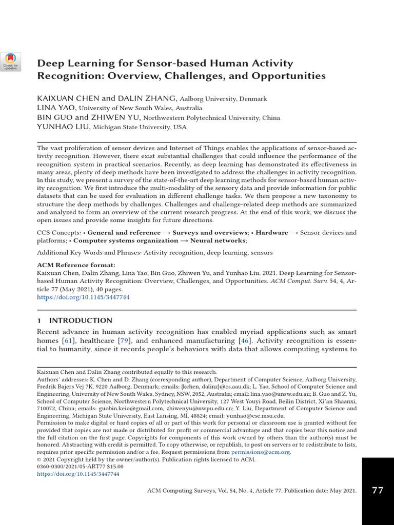 Deep Learning in Sensor-based Activity Recognition | PDF | Deep ...