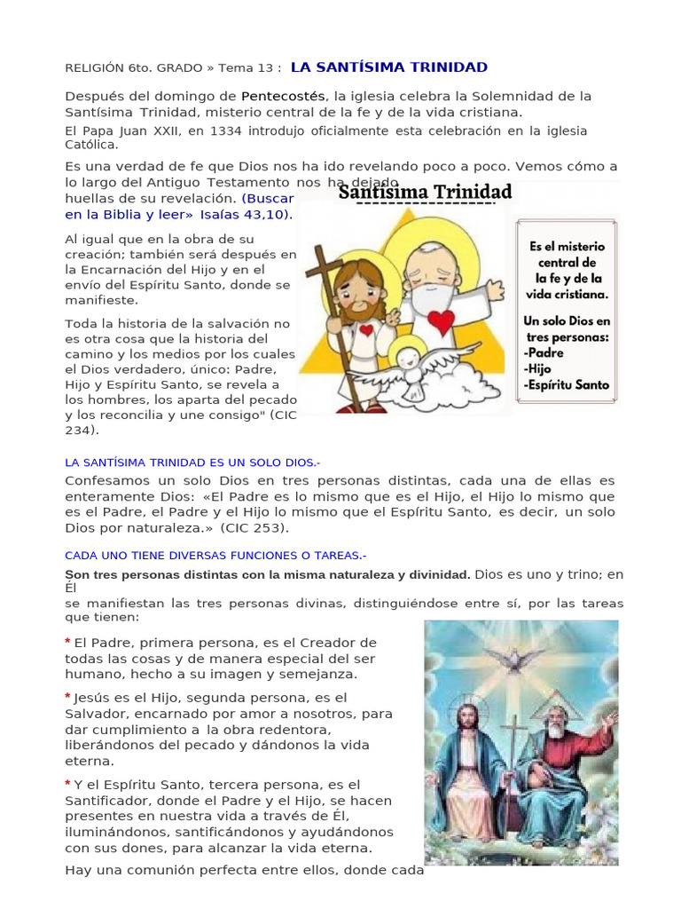 La Santísima Trinidad en la Fe Cristiana | PDF | espíritu Santo | Trinidad