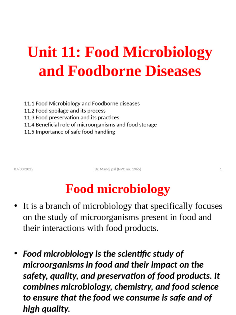 Unit 11 Food Microbiology and Foodborne Diseases | PDF | Food ...