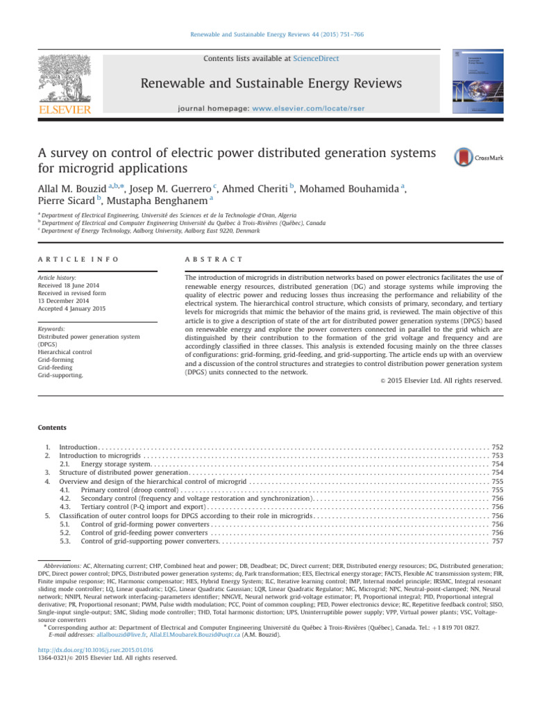 A Survey On Control of Electric Power Distributed Generation Systems ...