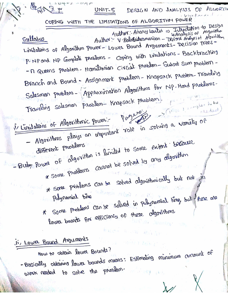Daa Unit-5 Notes | PDF