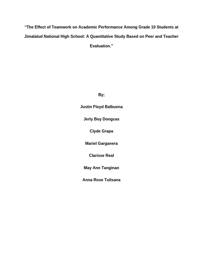 Teamwork's Impact on Grade 10 Performance | PDF | Teachers | Learning