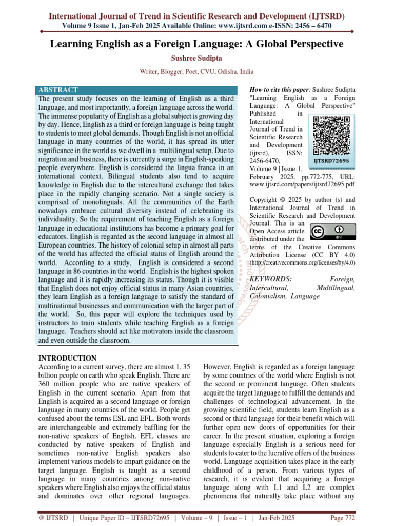 Global Trends in Learning English as a Foreign Language | PDF | Second ...