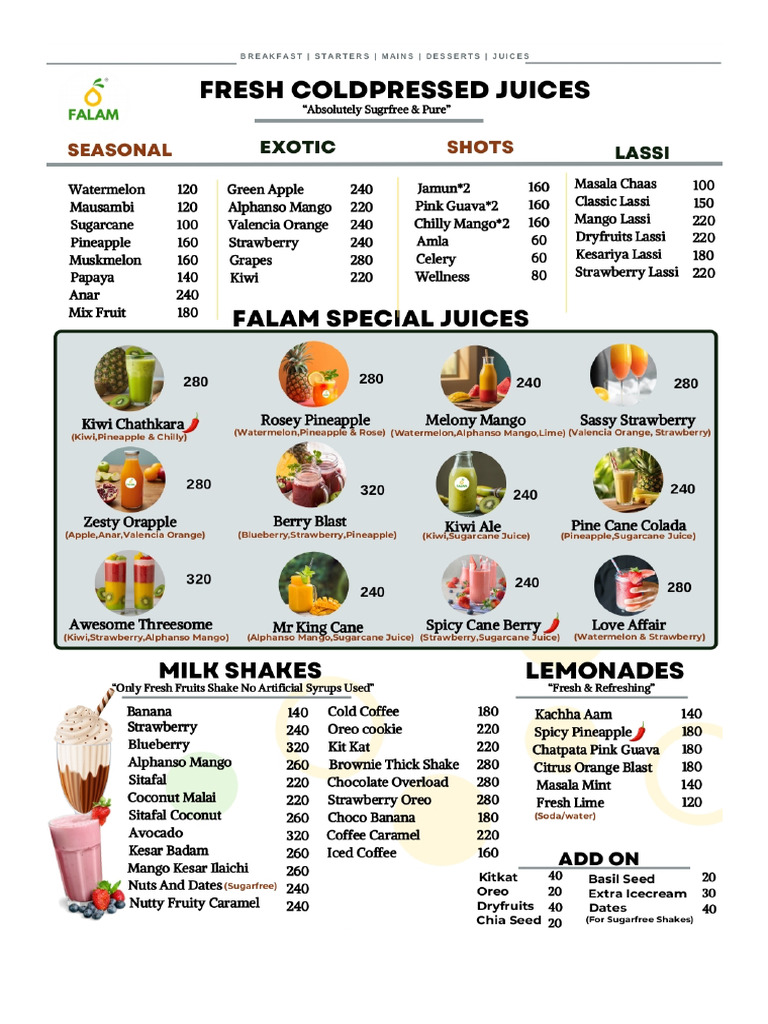 Falam Menu Cards + Summer Special | PDF