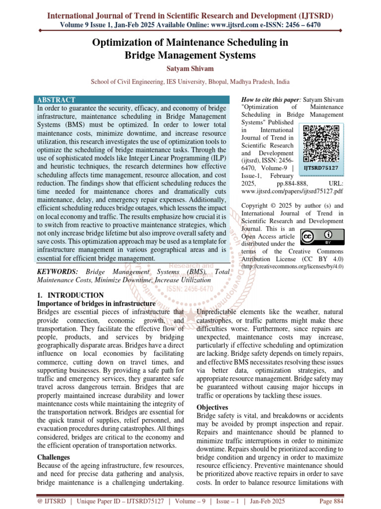 Optimization of Maintenance Scheduling in Bridge Management Systems ...