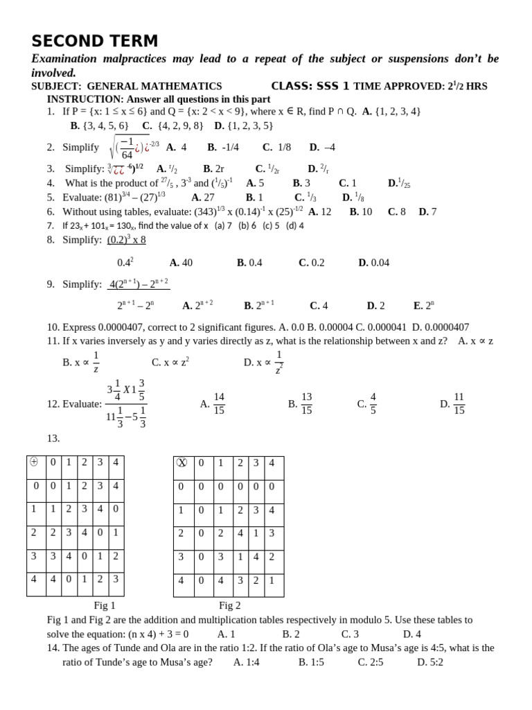 General Mathematics Exam Questions | PDF | Circle | Quadratic Equation
