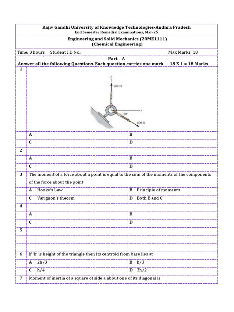 Engineering Solid Mechanics Exam Questions | PDF | Stress (Mechanics ...