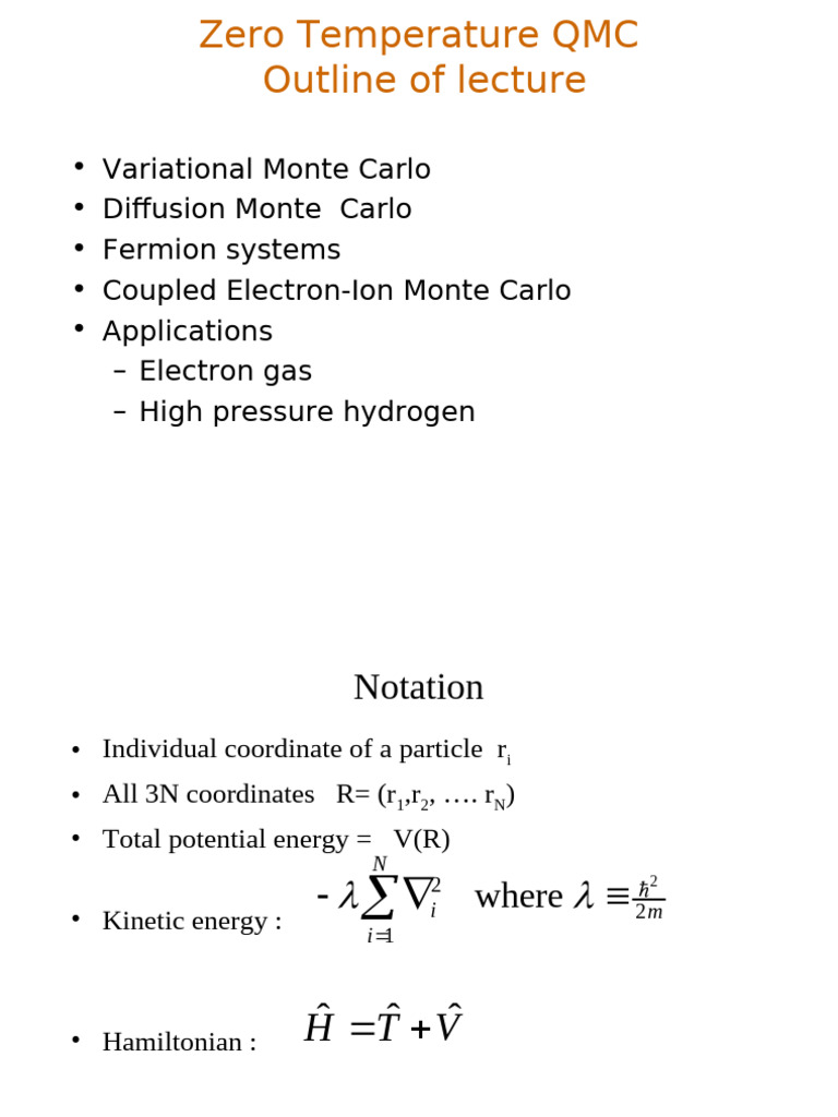 Zero Temperature Quantum Monte Carlo | PDF | Wave Function | Monte ...
