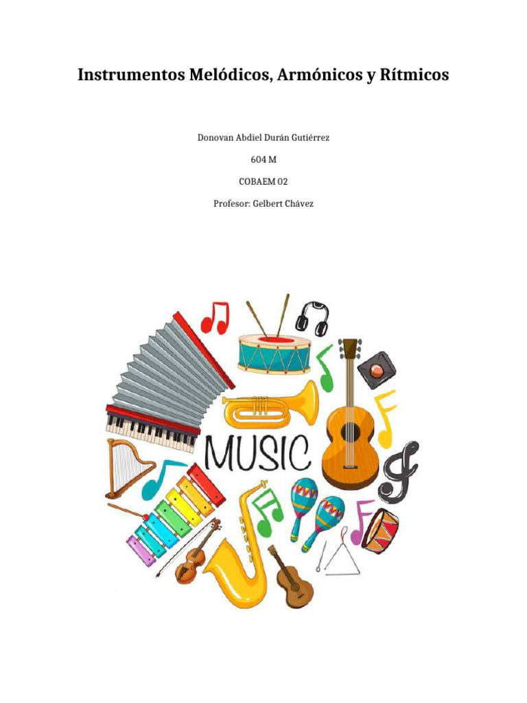 Instrumentos Musicales: Melódicos, Armónicos y Rítmicos | PDF ...