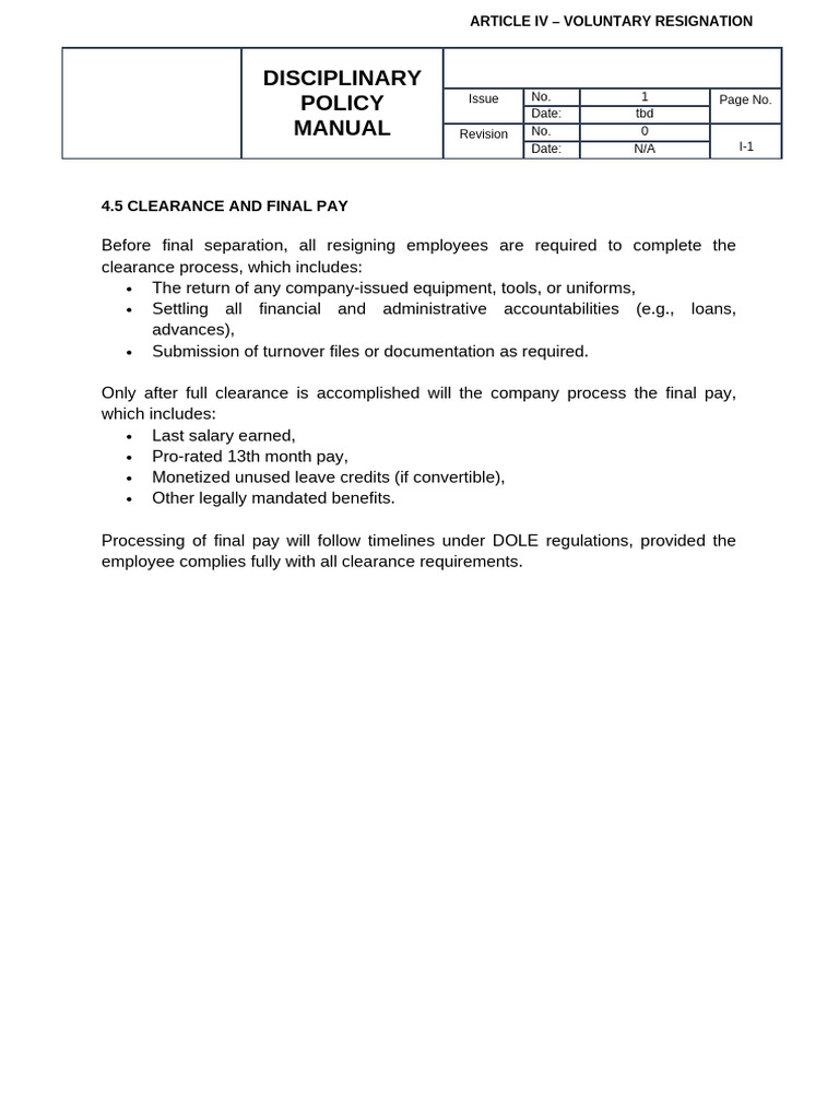 Employee Resignation Clearance Process | PDF