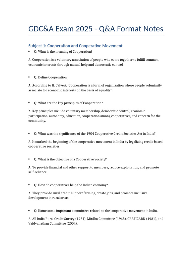GDC&A 2025: Cooperation Exam Notes | PDF