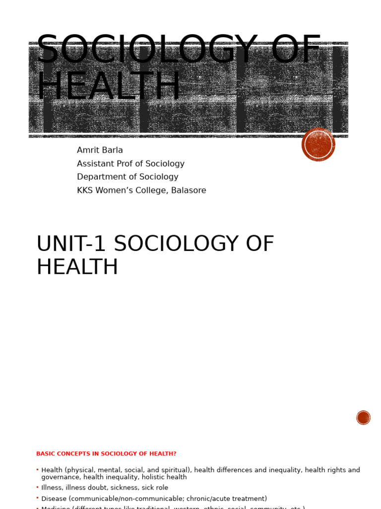 Defining Sociology of Health Concepts | PDF | Sociology | Ethnography