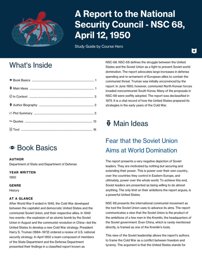 A Report To The National Security Council NSC 68 April 12 1950 | PDF ...