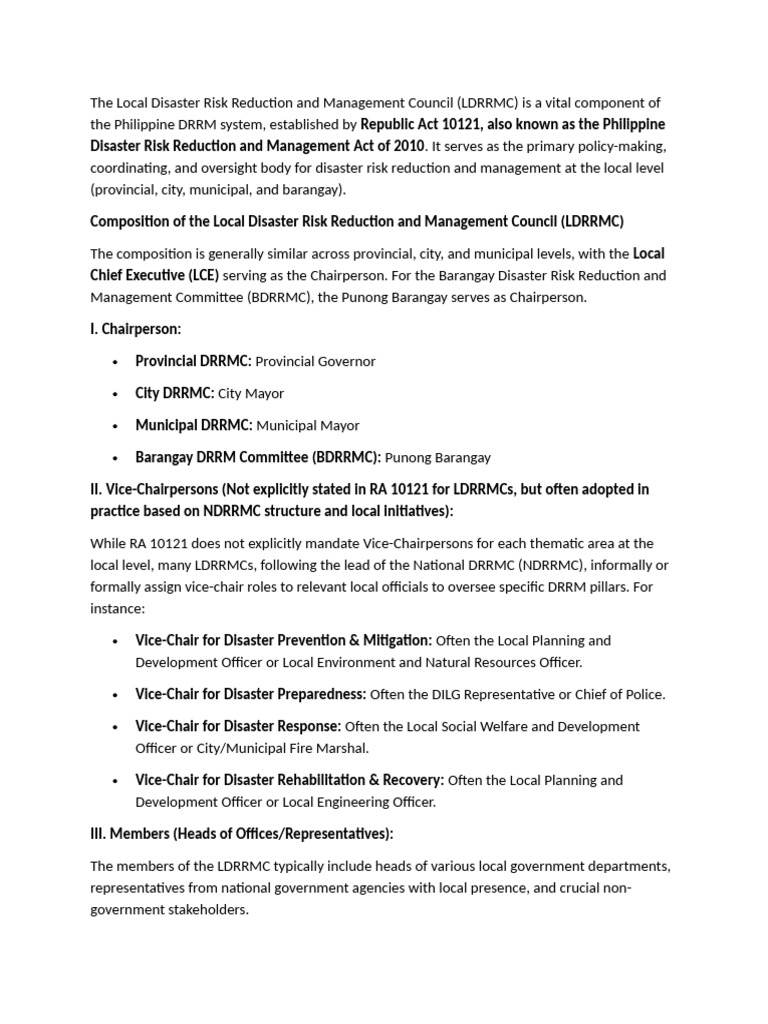 LDRRMC Structure and Functions Overview | PDF | Disaster Risk Reduction ...