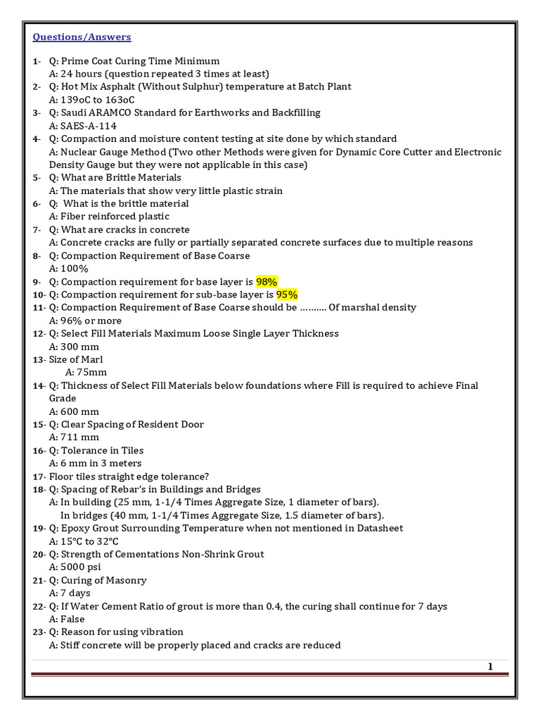 Construction FAQs and Standards Guide | PDF | Concrete | Cement