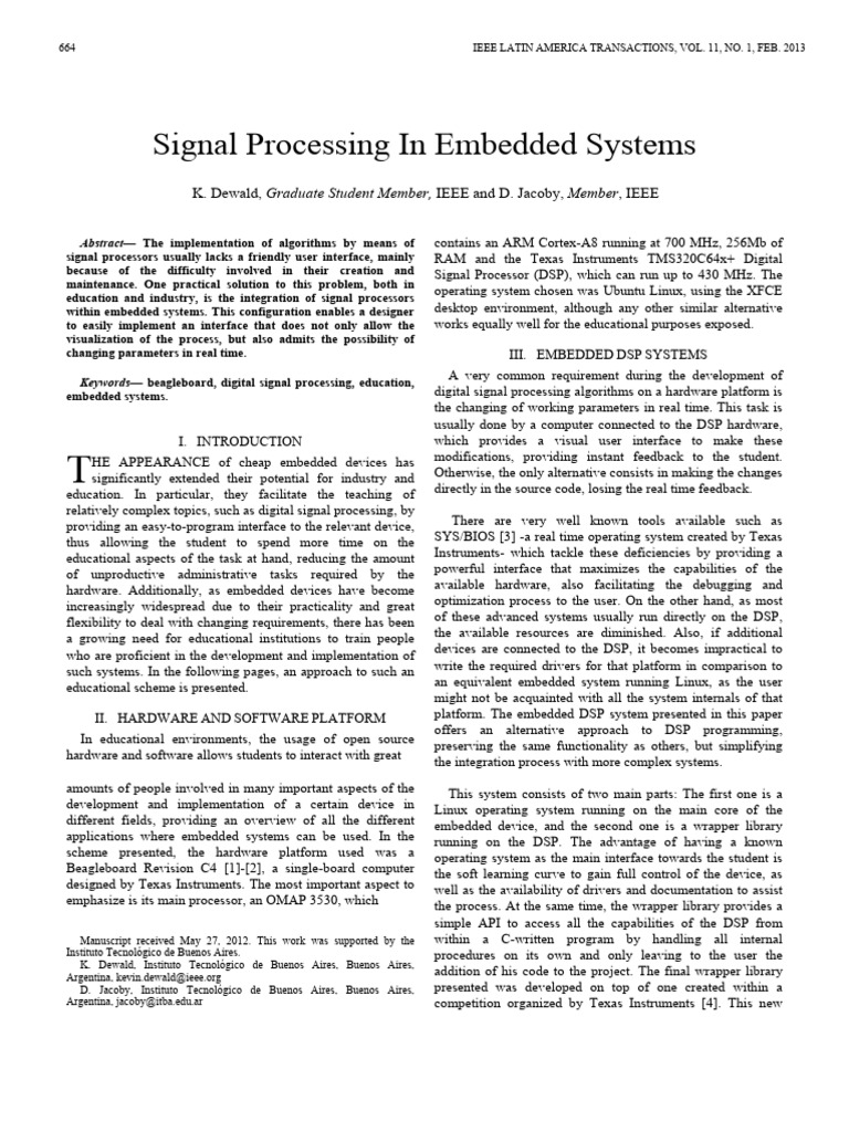 Signal Processing with Embedded DSPs | PDF | Digital Signal Processor ...