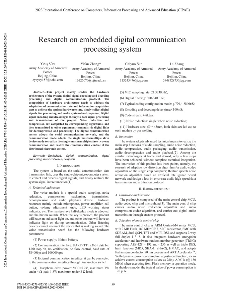 Research On Embedded Digital Communication Processing System | PDF ...