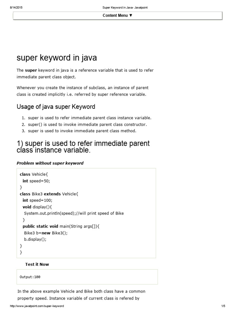 Super Keyword vs This in Java | PDF | Constructor (Object Oriented ...