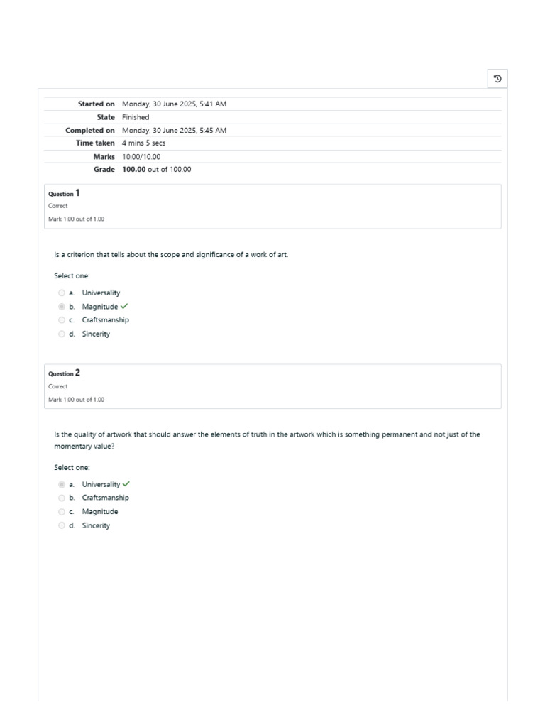 Art Quiz Results and Analysis | PDF | Paintings | The Arts