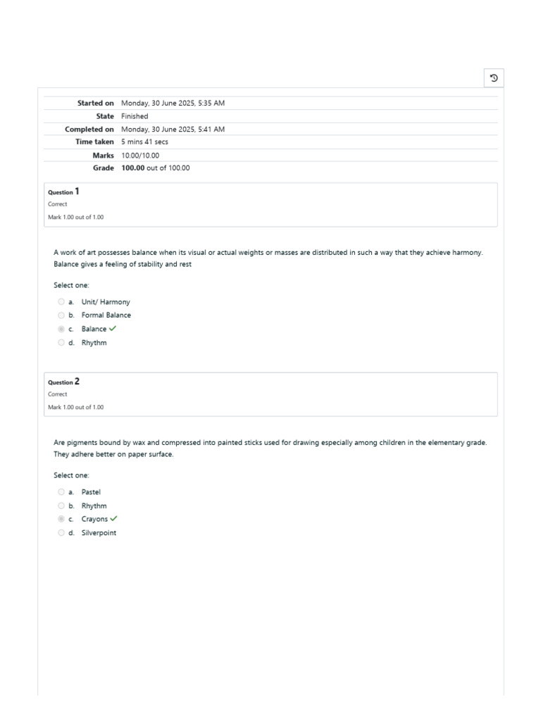 Midterm Quiz Results: Art Concepts | PDF | Drawing