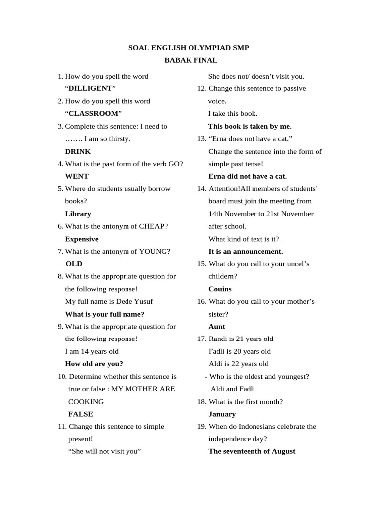 Soal LCC Kebudayaan SMP | PDF | Syntax | Language Mechanics
