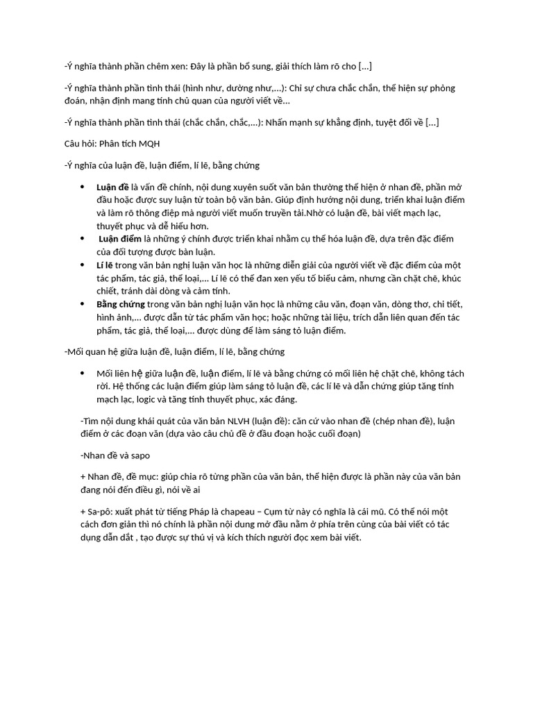 Ý Nghĩa Thành Phần Chêm Xen | PDF