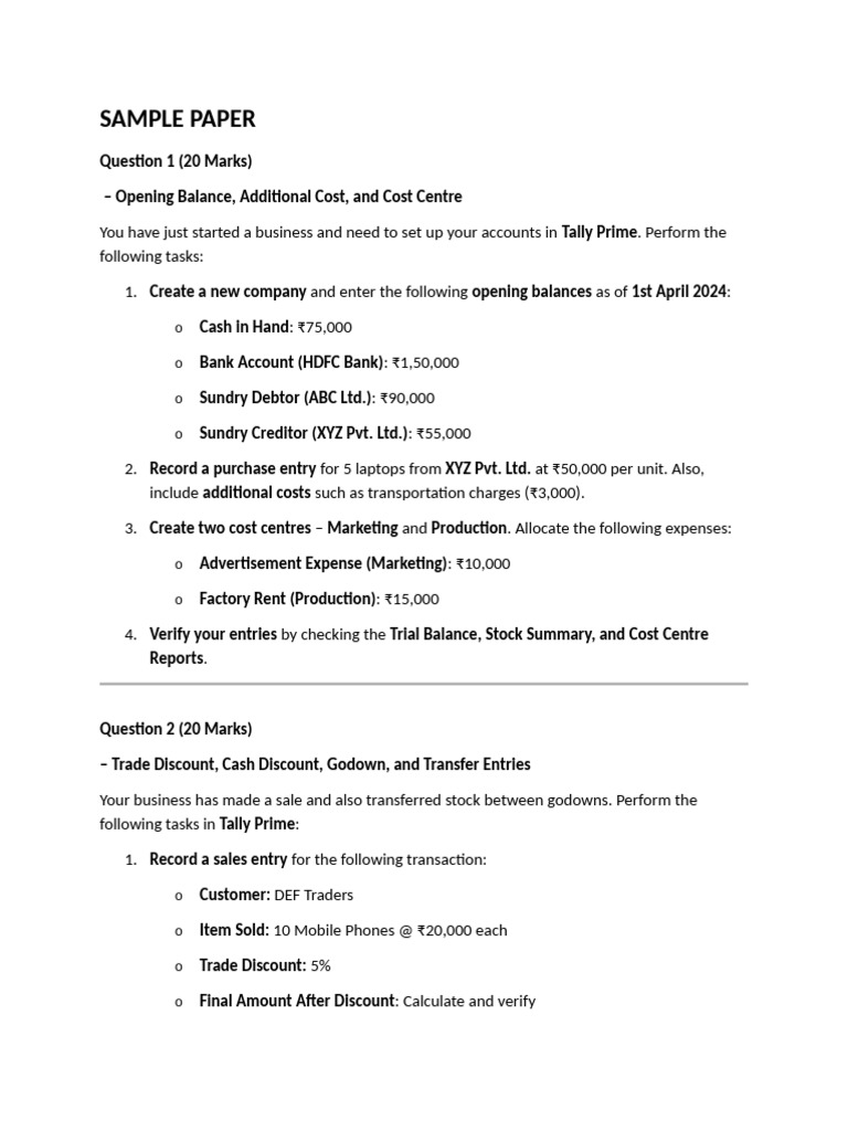Sample Paper Tally | PDF