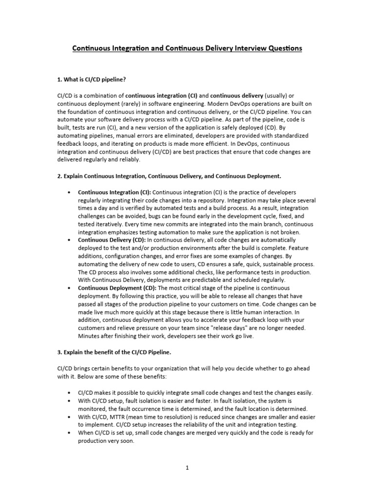 CI/CD Interview Questions Guide | PDF | Systems Architecture | Software