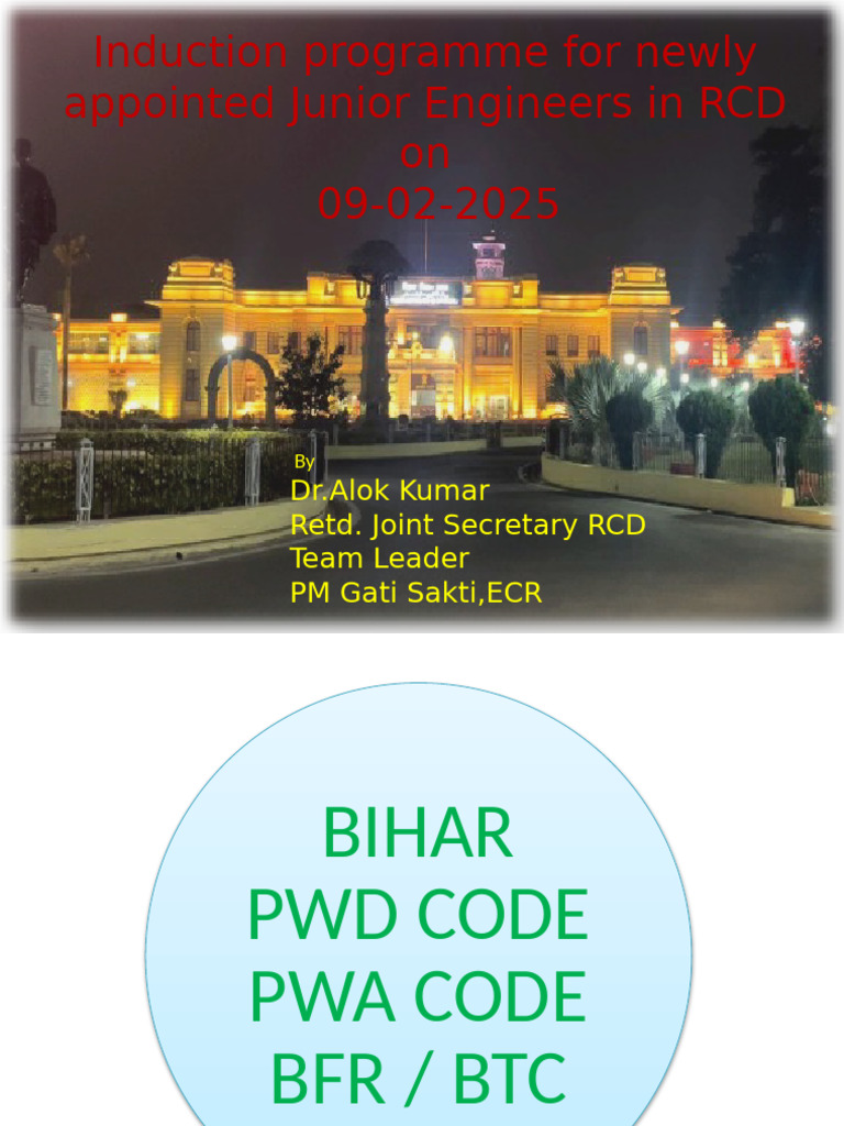 Bihar PWD Code Induction Guide | PDF | Expense | Payments