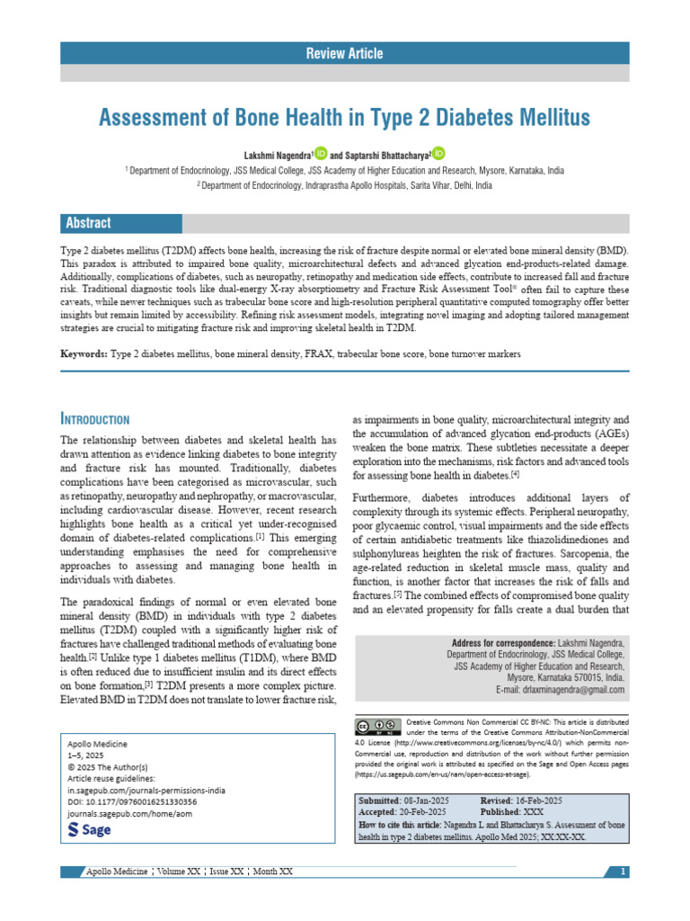 Assessment of Bone Health in Type 2 Diabetes Mellitus: Review Article ...