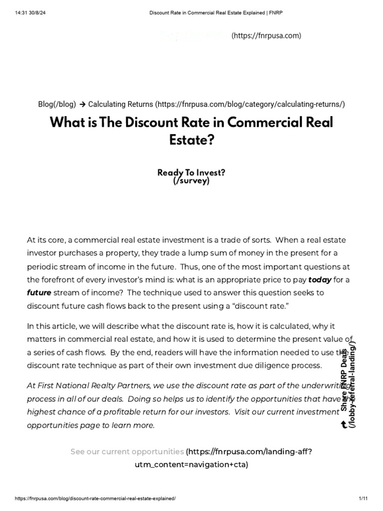 Understanding Discount Rates in CRE | PDF | Discounted Cash Flow ...