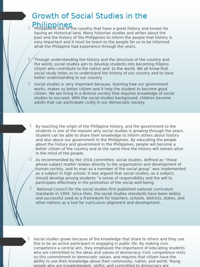 Evolution of Social Studies in the Philippines | PDF | Social Sciences ...