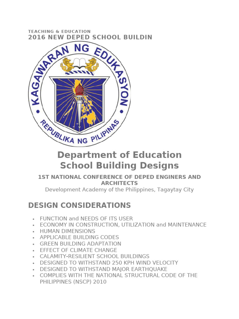 DepEd School Building Design Guidelines | PDF | Window | Classroom
