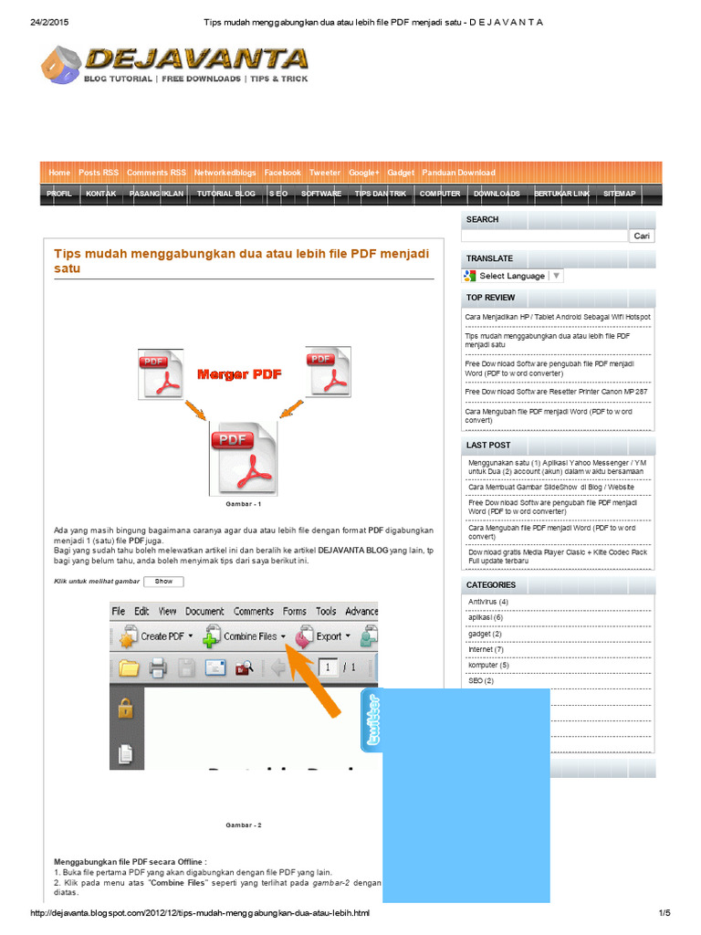 Tips Mudah Menggabungkan Dua Atau Lebih File PDF Menjadi Satu - D E J A ...