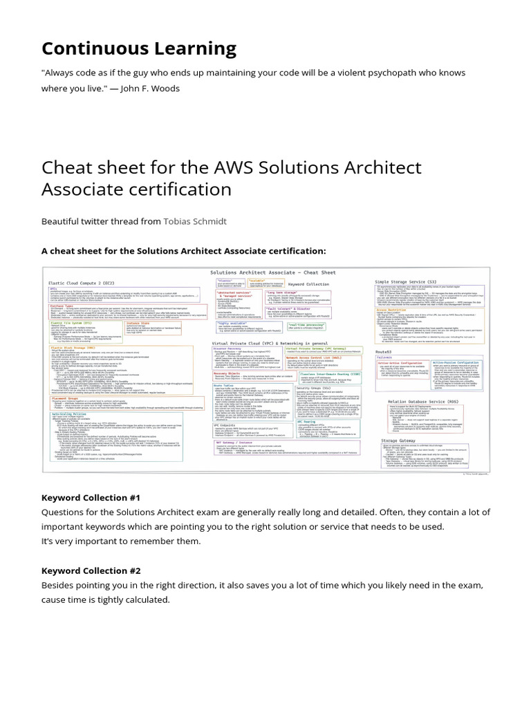 Cheat Sheet For The AWS Solutions Architect Associate Certification ...