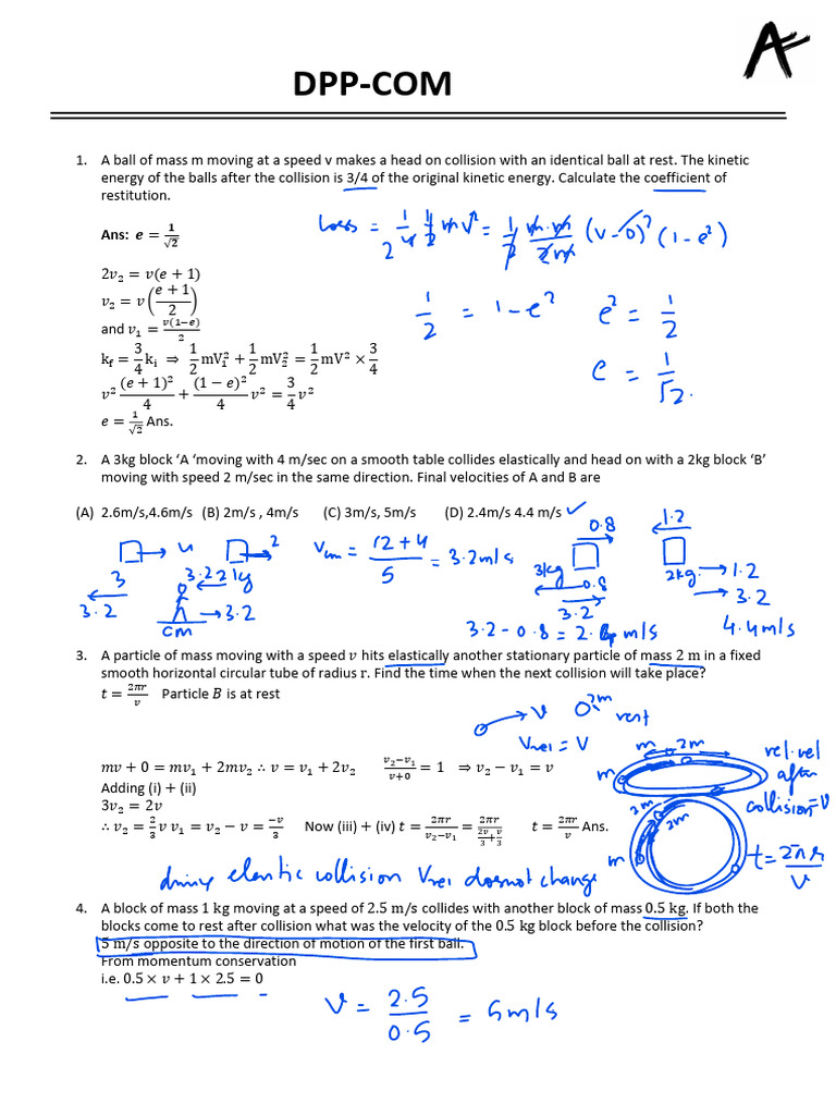 Collision Problems in Physics | PDF | Collision | Physical Phenomena