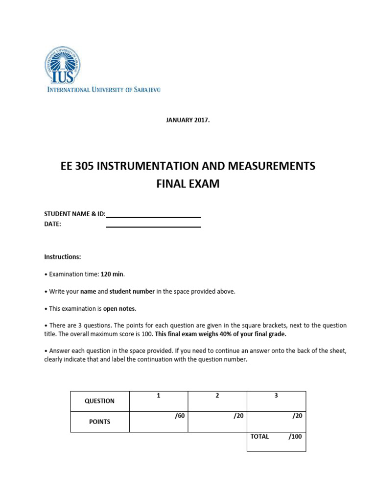 Measure Final Exam Im Fall2016 | PDF | Pressure Measurement | Flow ...