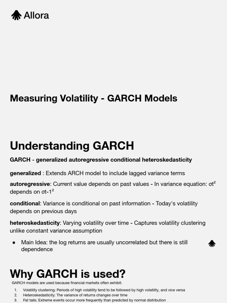 GARCH Models for Volatility Measurement | PDF | Volatility (Finance ...