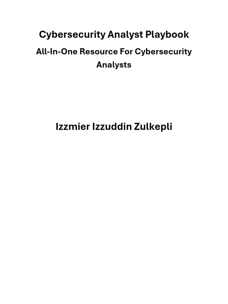 Cybersecurity Analyst Playbook Guide | PDF | Computer Security | Security