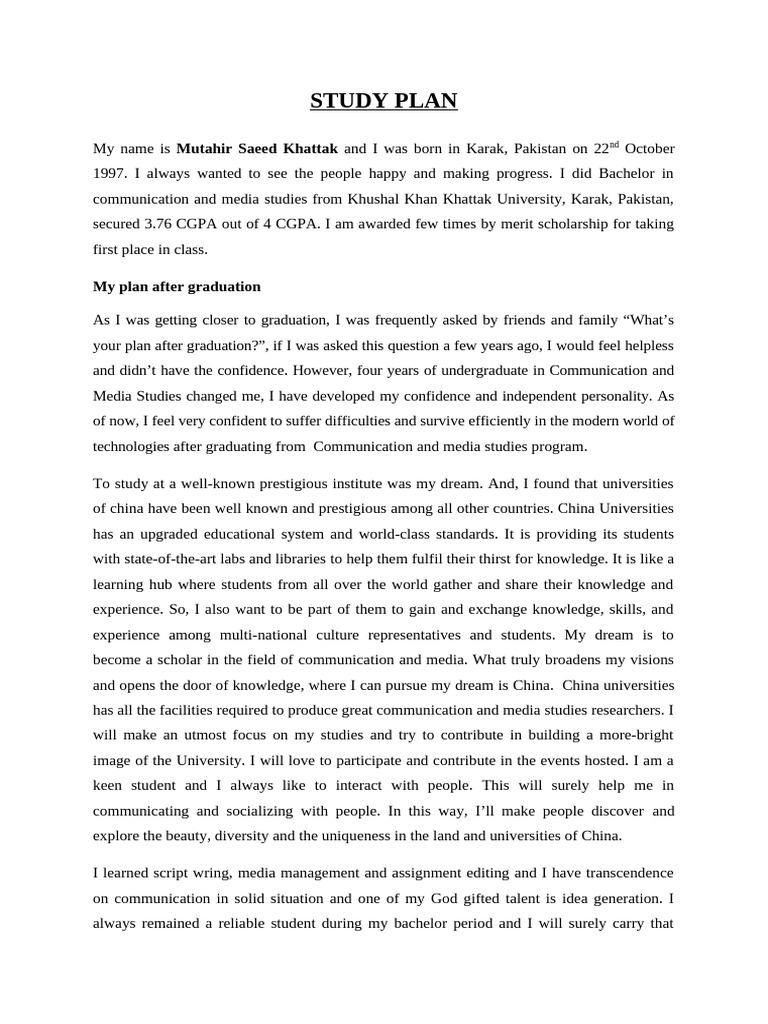 Study Plan for Master's in Media Studies | PDF | Journalism | Communication
