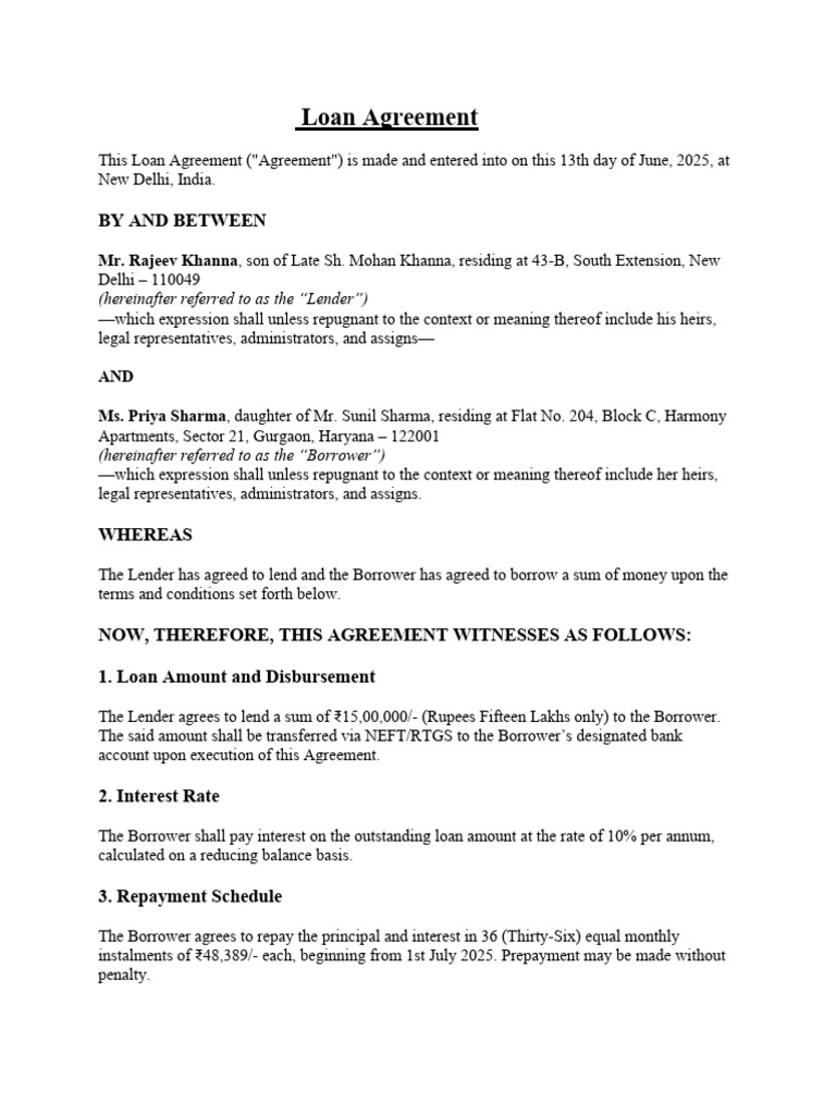 Loan Agreement and Mortgage Deed | PDF | Mortgage Law | Personal Finance