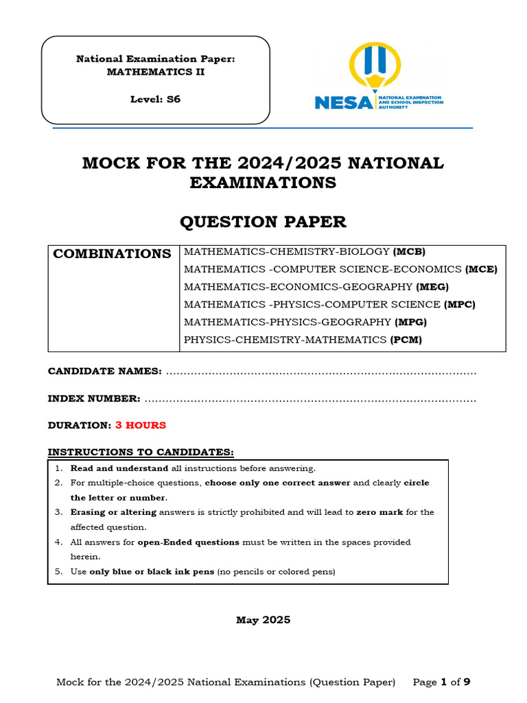 S6 Mathematics Mock Exam 2024/2025 | PDF | Trigonometric Functions ...