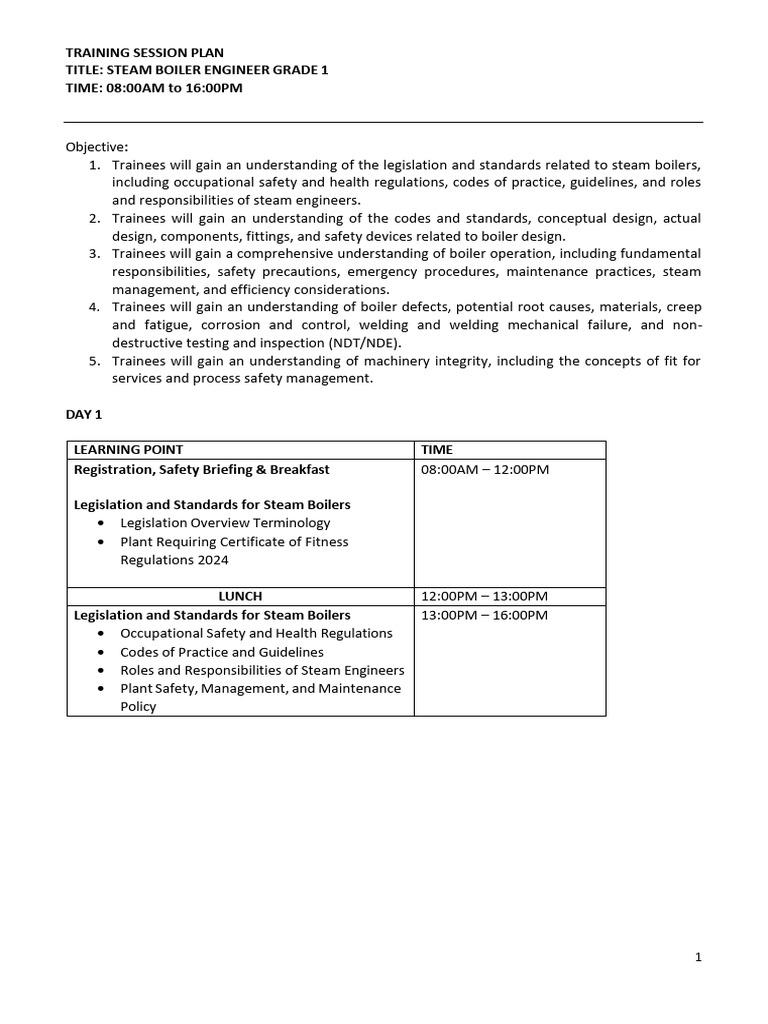 Steam Boiler Engineer Training Plan | PDF | Boiler | Nondestructive Testing