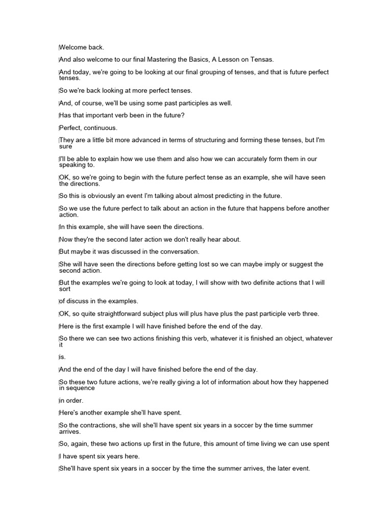 16 - Tense Masterclass Future Part 2 English | PDF | Verb | Grammatical ...