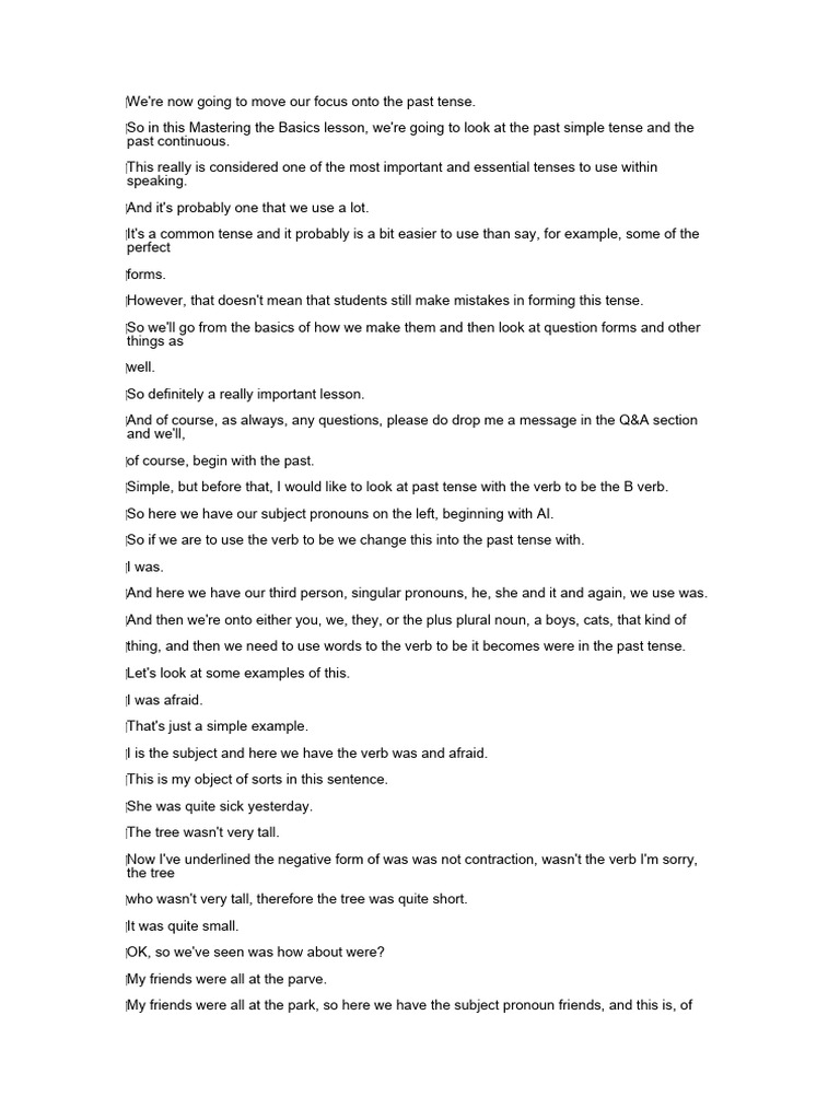 Understanding Past Tenses in English | PDF | Verb | Grammatical Tense