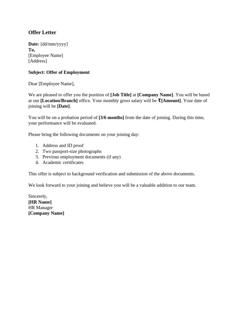 Offer Letter | PDF