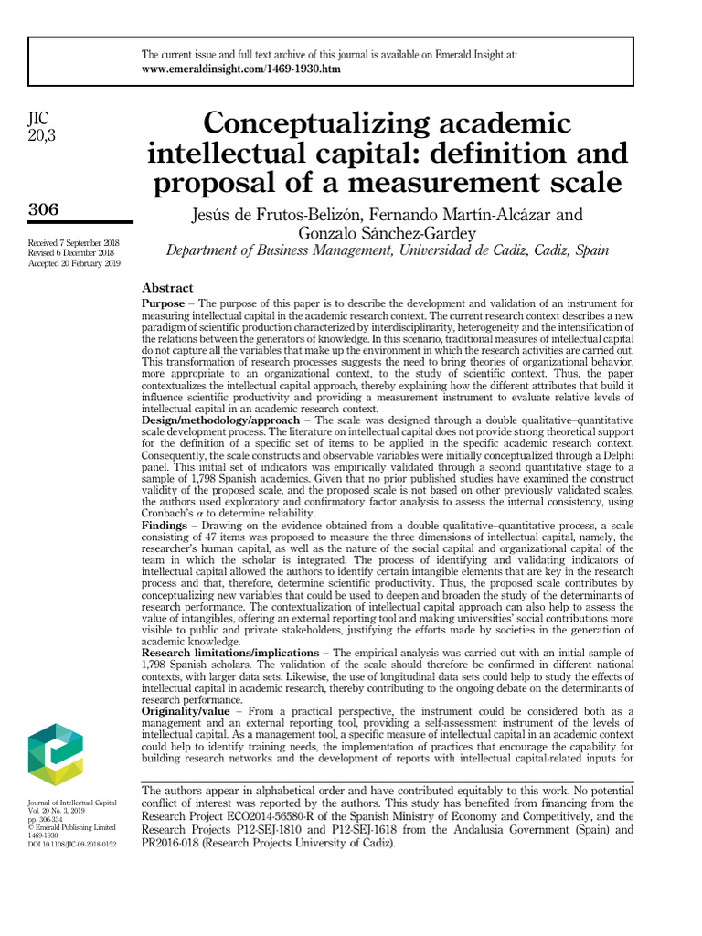 Measuring Academic Intellectual Capital | PDF | Knowledge | Human Capital